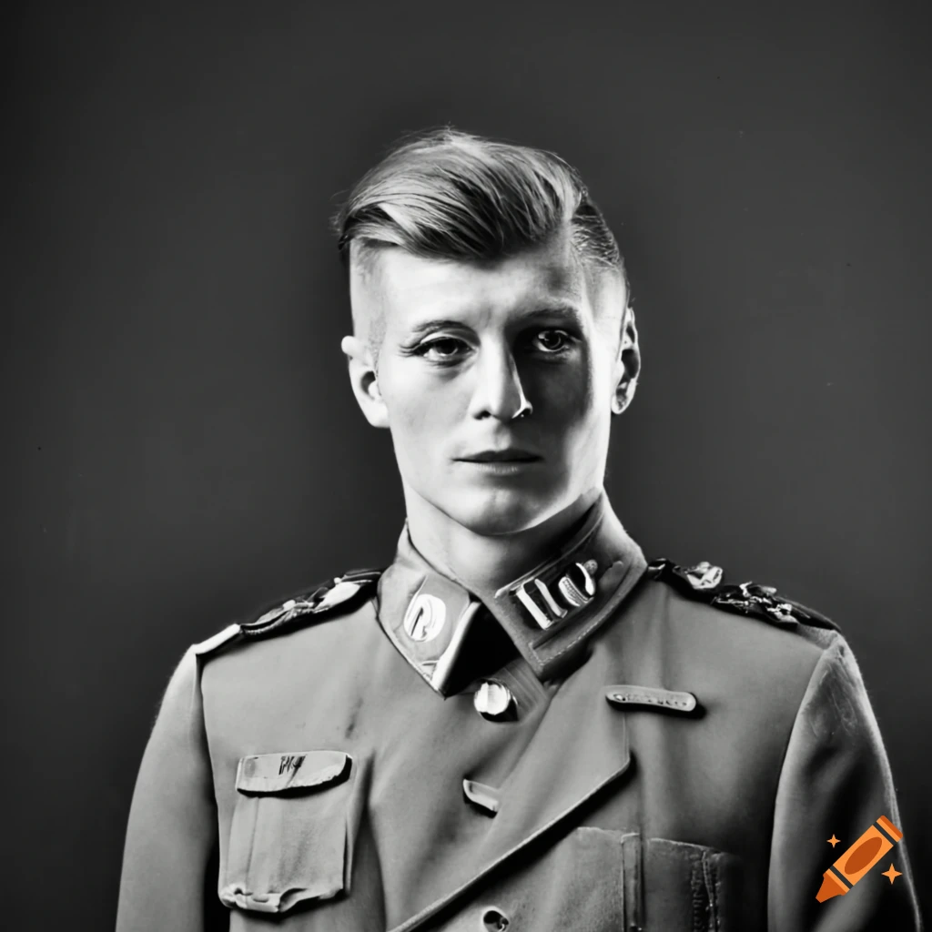 Iconic football player Toni Kroos in classic black and white attire