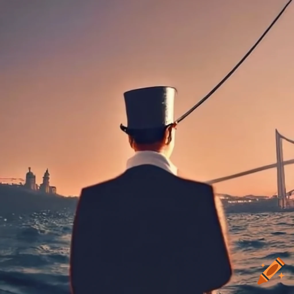 Mustafa Kemal Ataturk looking at Bosphorus Bridge
