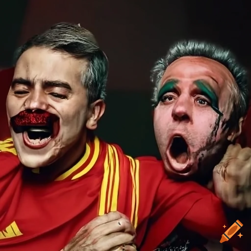 Surreal image of Spanish football fans