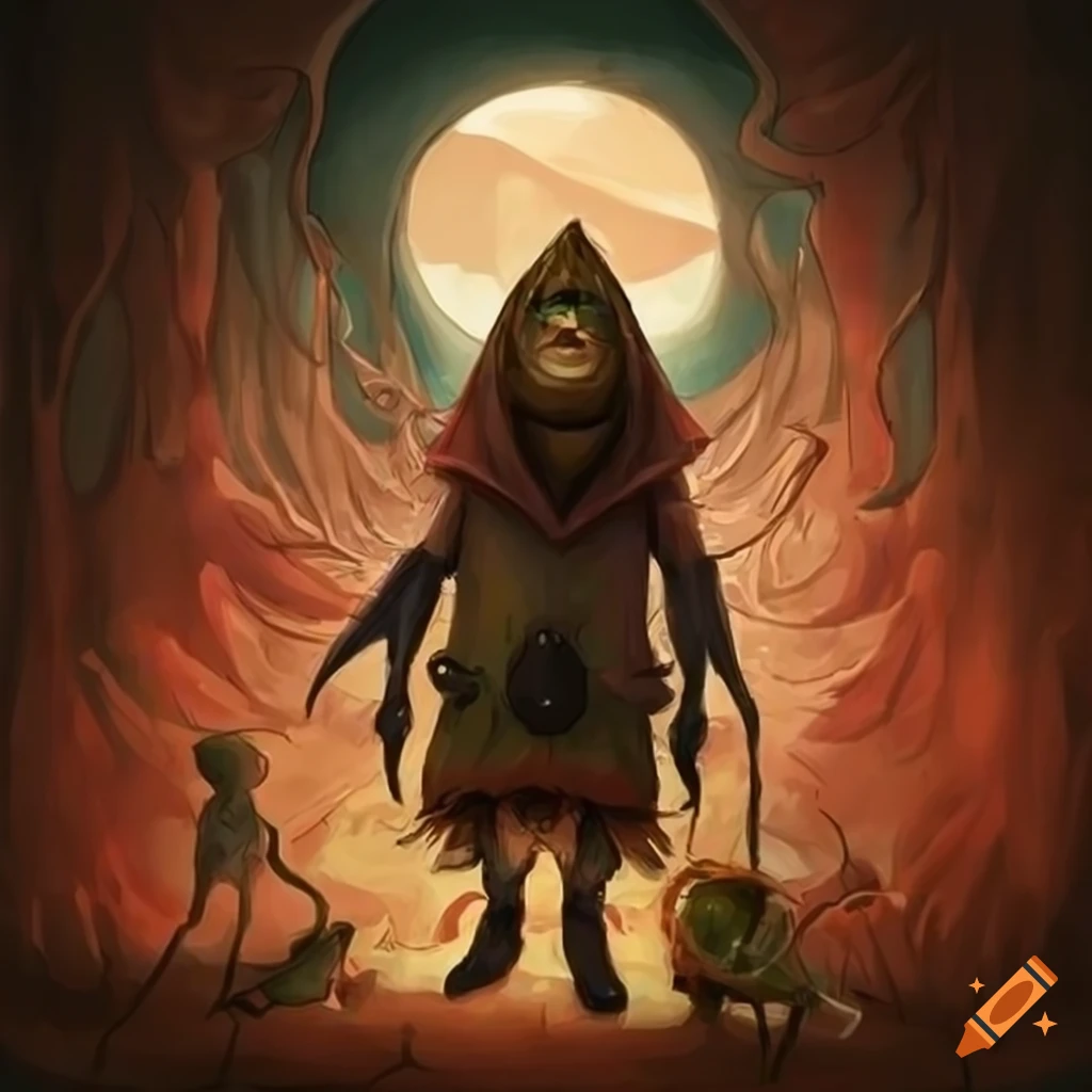 Small man commanding insects in a fantasy setting