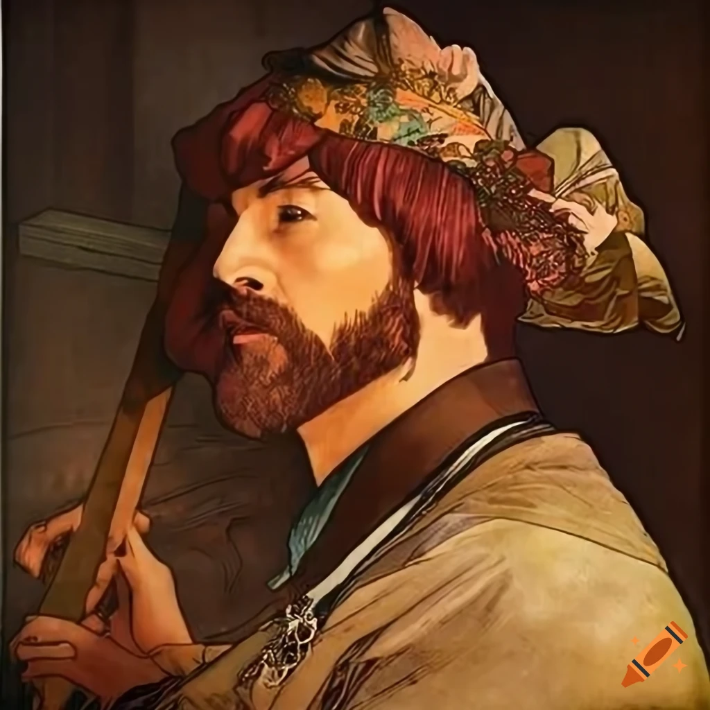 Zatoichi in video game style inspired by James Gurney, Norman Rockwell, and Alphonse Mucha