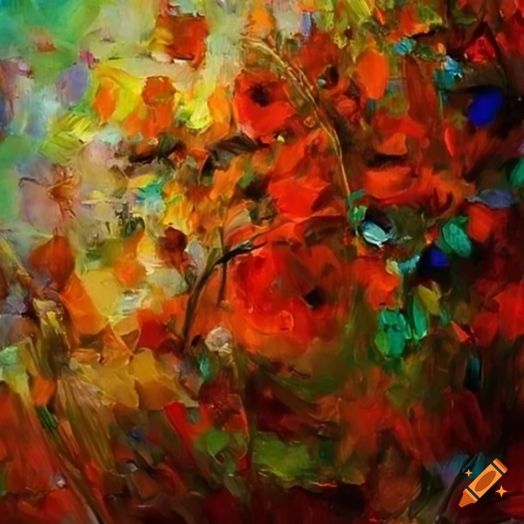 Abstract impressionist wild flowers painting