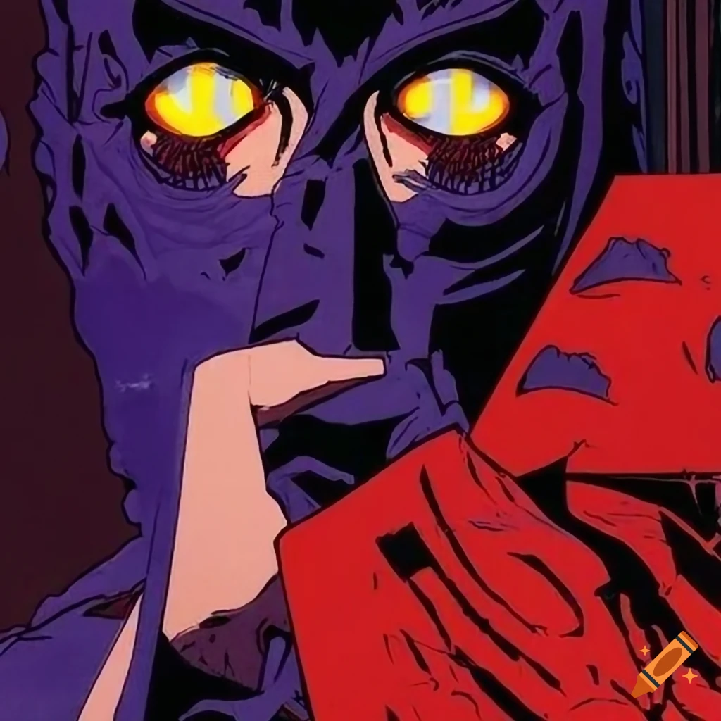 Villain from Batman in a travel poster homage to Cowboy Bebop with a blend of artist styles