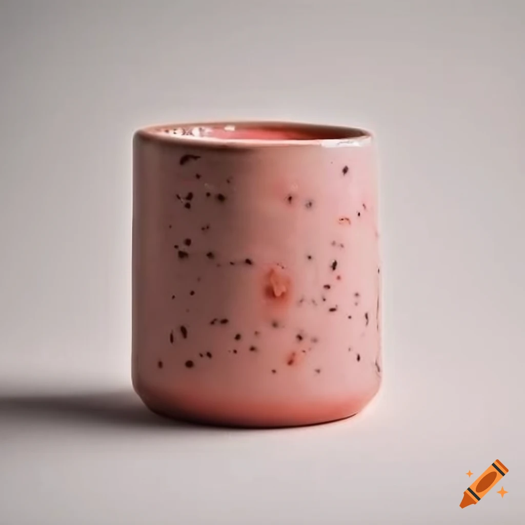 Ceramic cylinder with rich granular salt ash fig glaze on white background