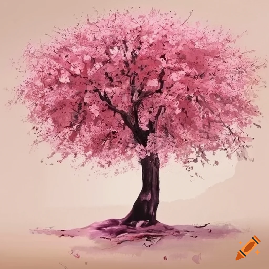 Surreal sakura tree wall art