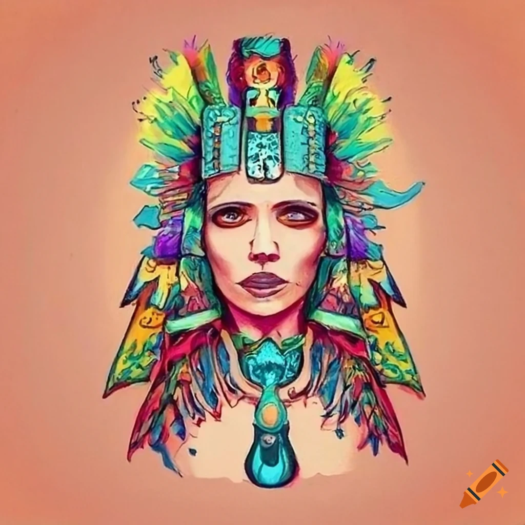 Impressionist Aztec Shark Priestess