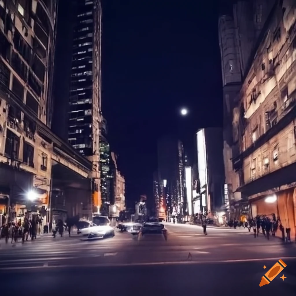 São Paulo at night on Avenida Paulista in retro art style