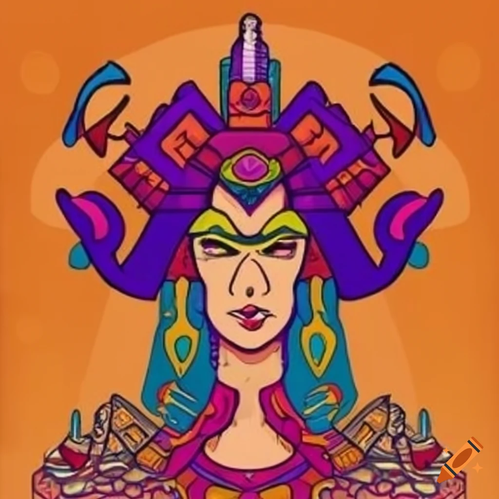 Art Deco Aztec Centurion Witch in Disney style