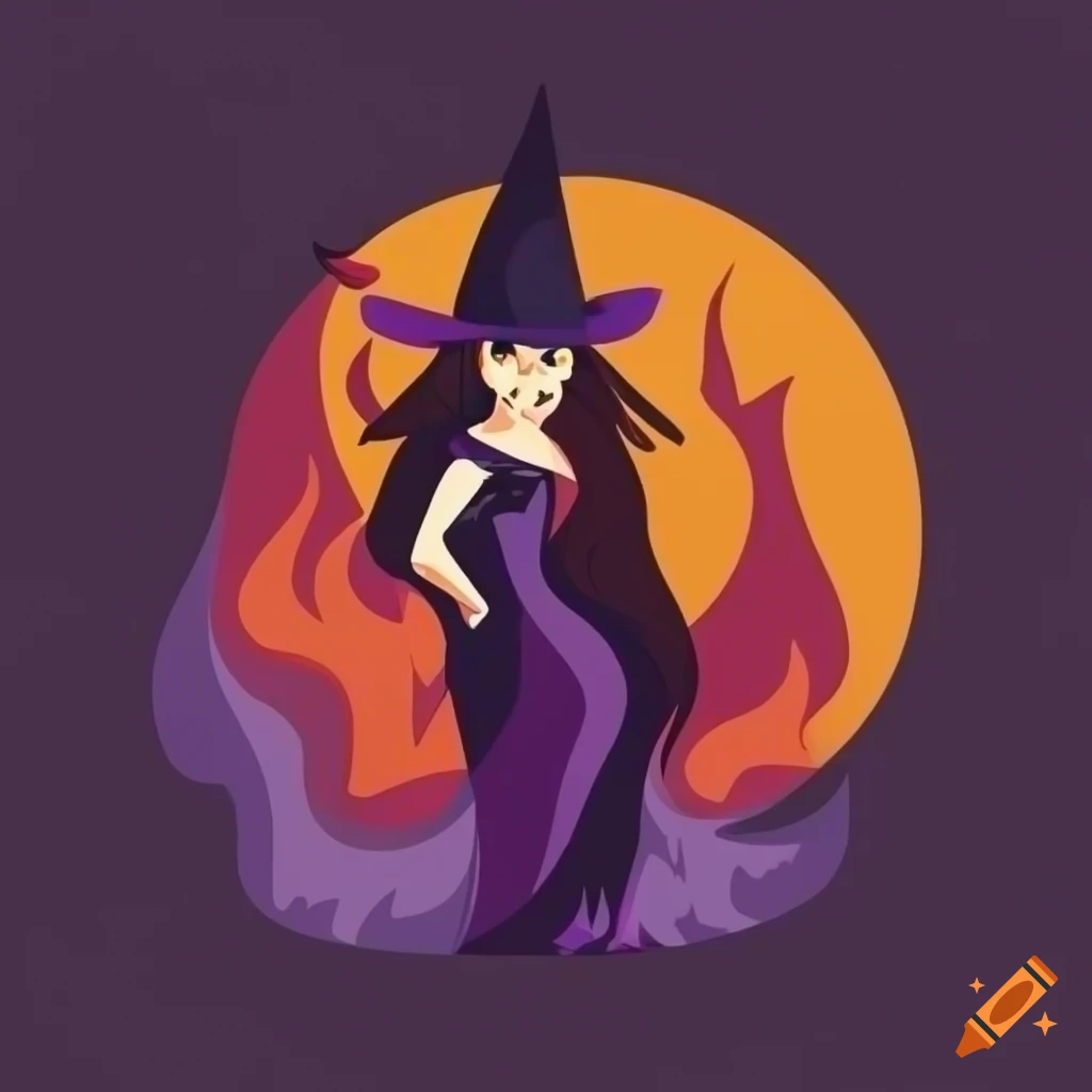 Witch Fire Vector Graphics Logo
