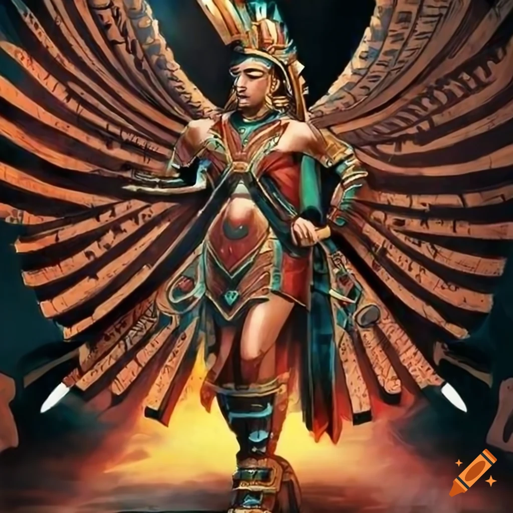 Aztec Armored Valkyrie in Art Deco Futurism style