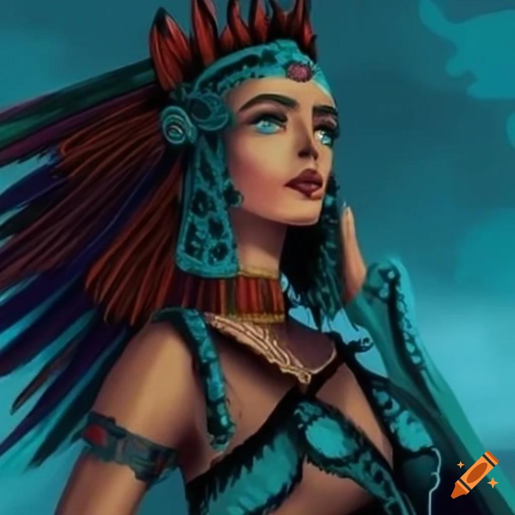 Aztec Valkyrie in Neobrutalist style
