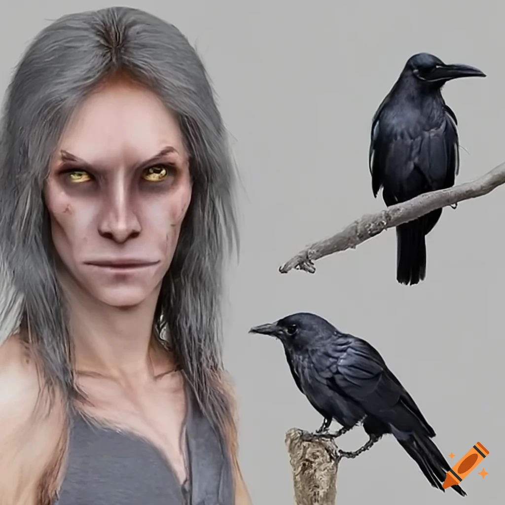 Realistic hybrid of human and hooded crow