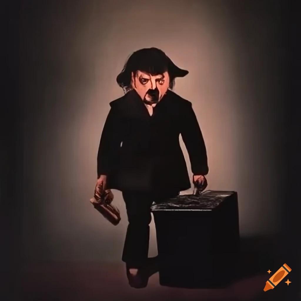 Vintage movie poster with a spanish man filming suitcases and being attacked