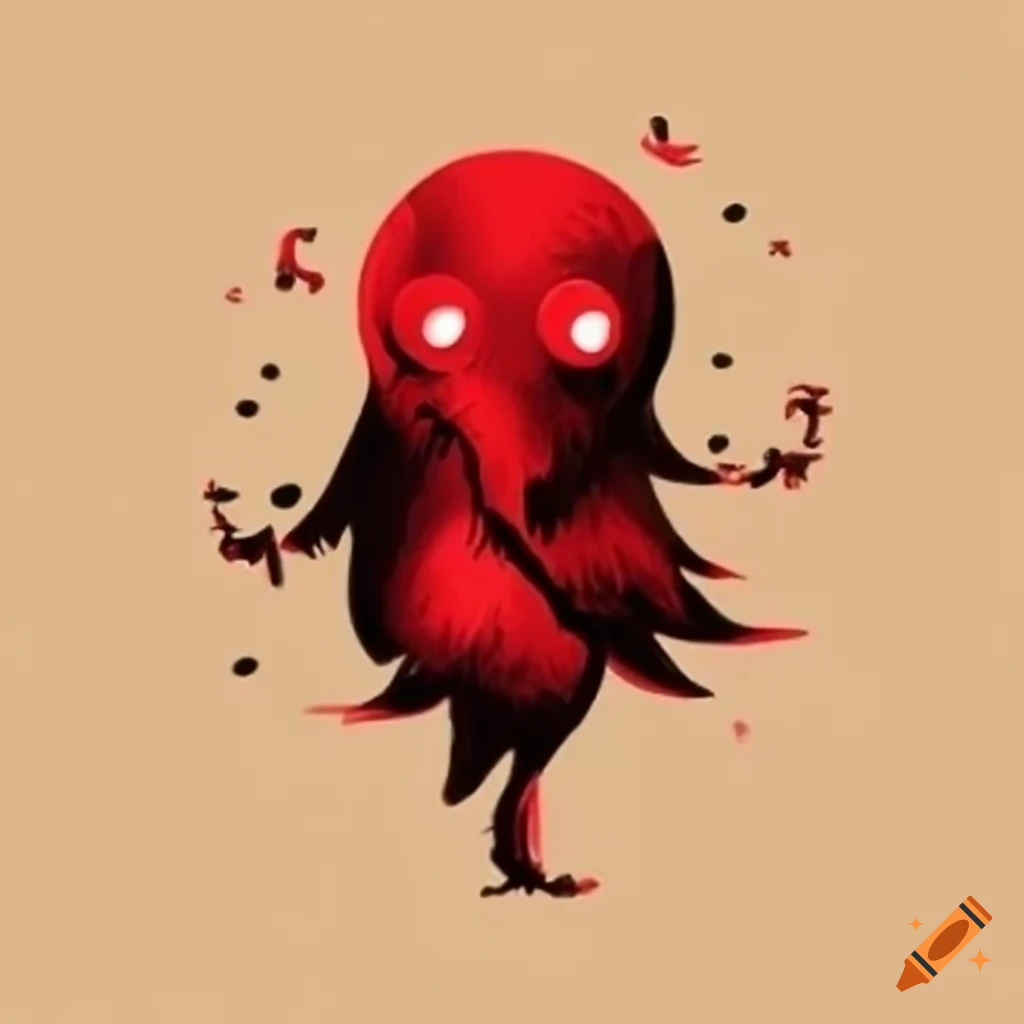 Ghost dancing crow logo in red and black inspired by Tim Burton style