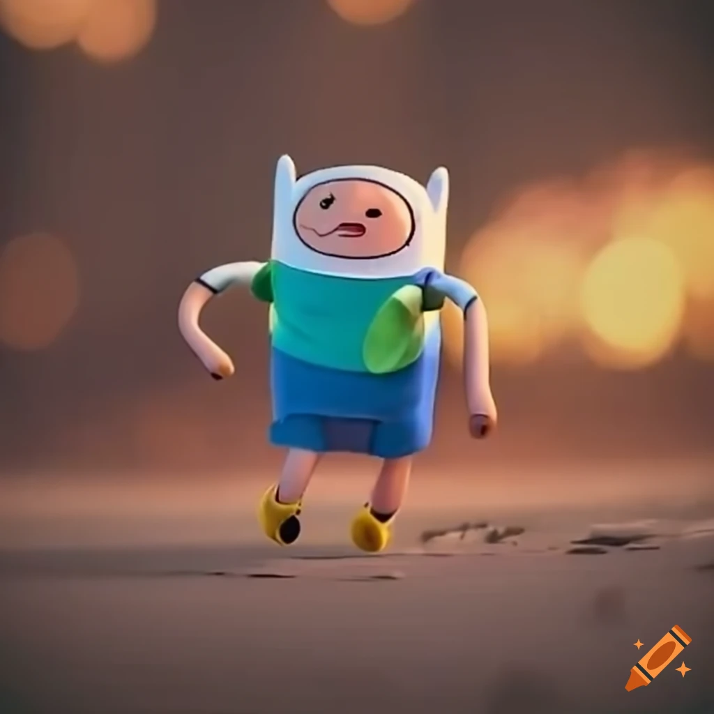 Finn and Jake from Adventure Time running on the interstate with bokeh effect