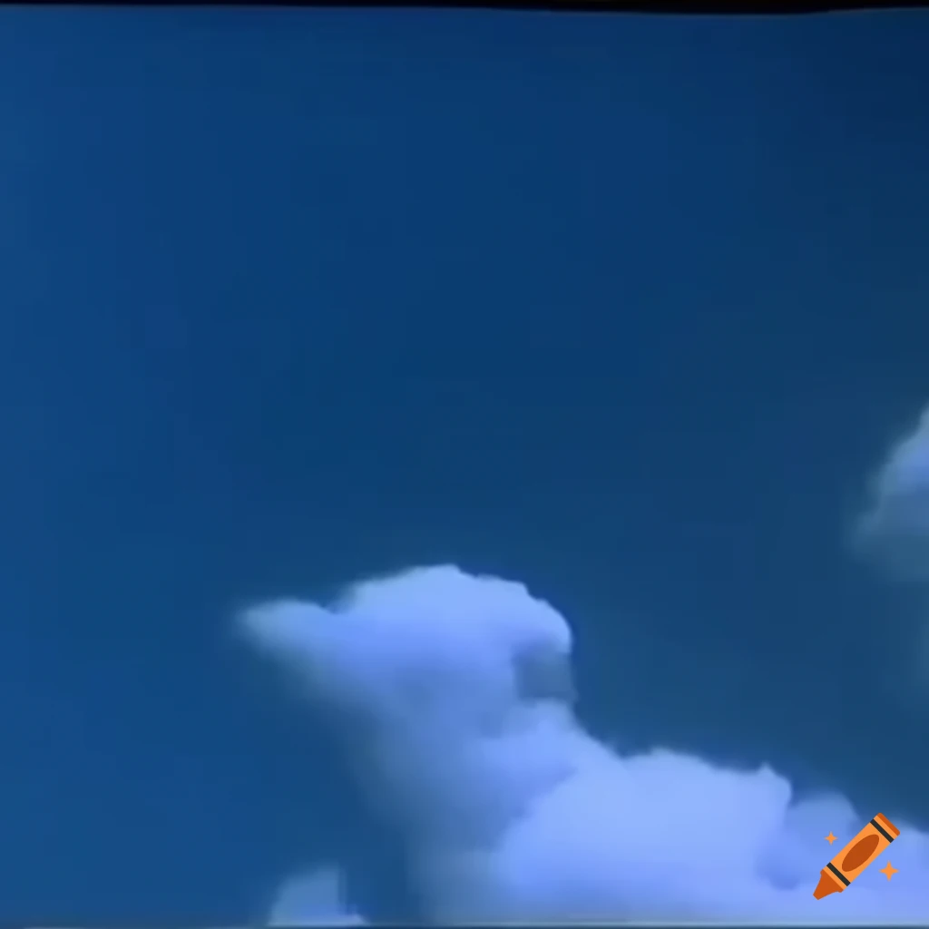 Surreal image of a sofa floating in the clouds against a blue sky