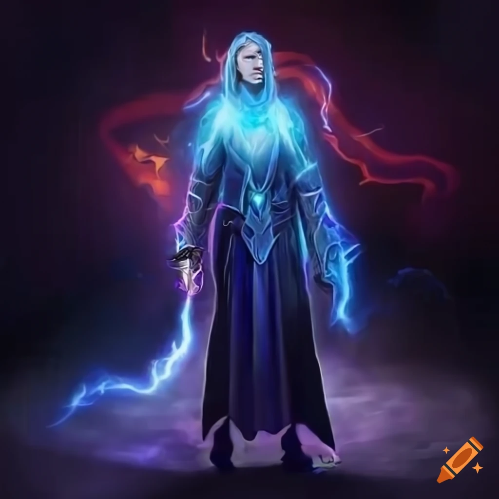 Male elven mage with magical energies swirling around him