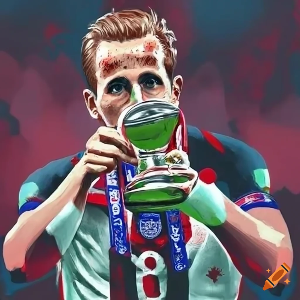 Art of England winning Euro 2054 with Harry Kane lifting the trophy