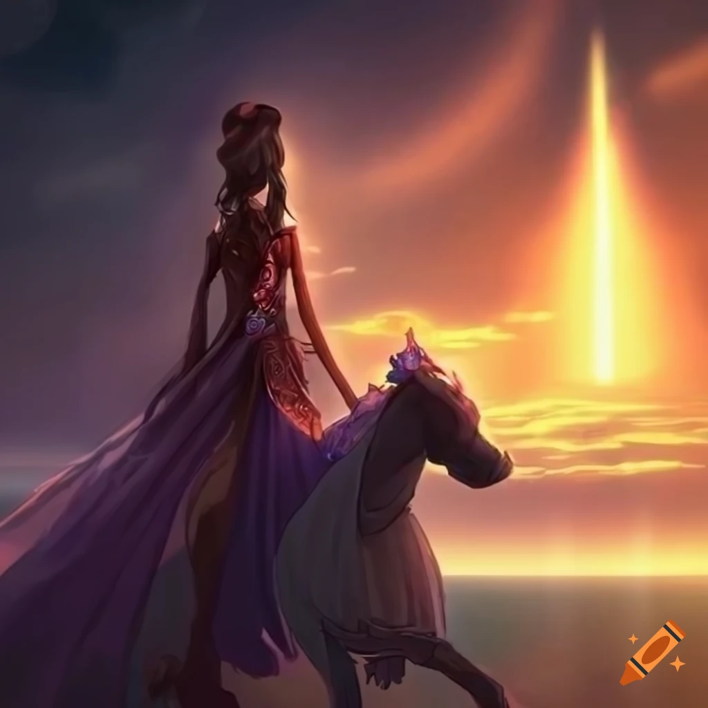 Distant radiant kingdom with Princess Asanara leaving the castle