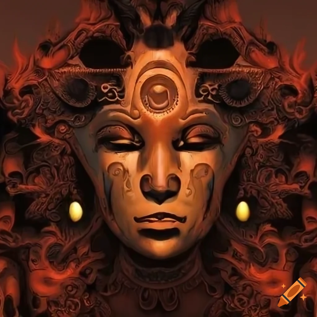 Elegant Aztec volcano dryad with minimalist influences