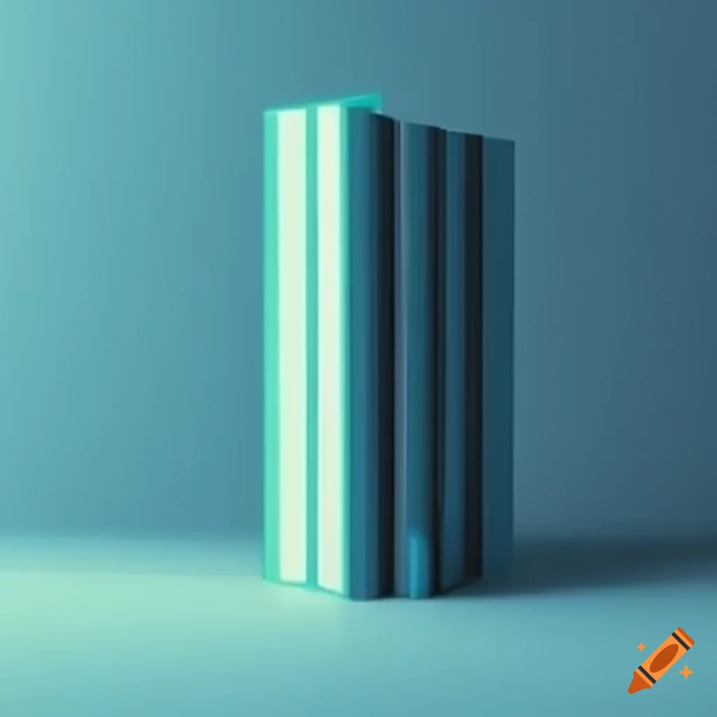 Abstract 3D rectangle with vertical stripes in a white room