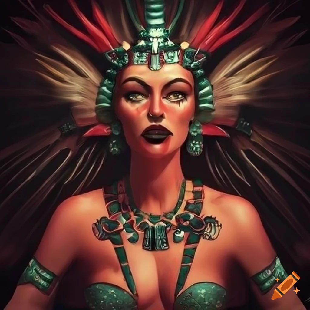 Aztec Blood Witch Queen with Art Deco and Pixar Styling