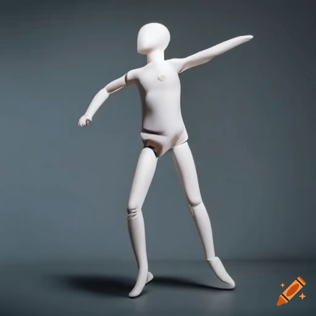 Child mannequin throwing ball to the right