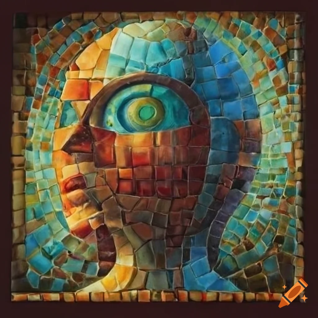 Beksinski-style mosaic tile artwork