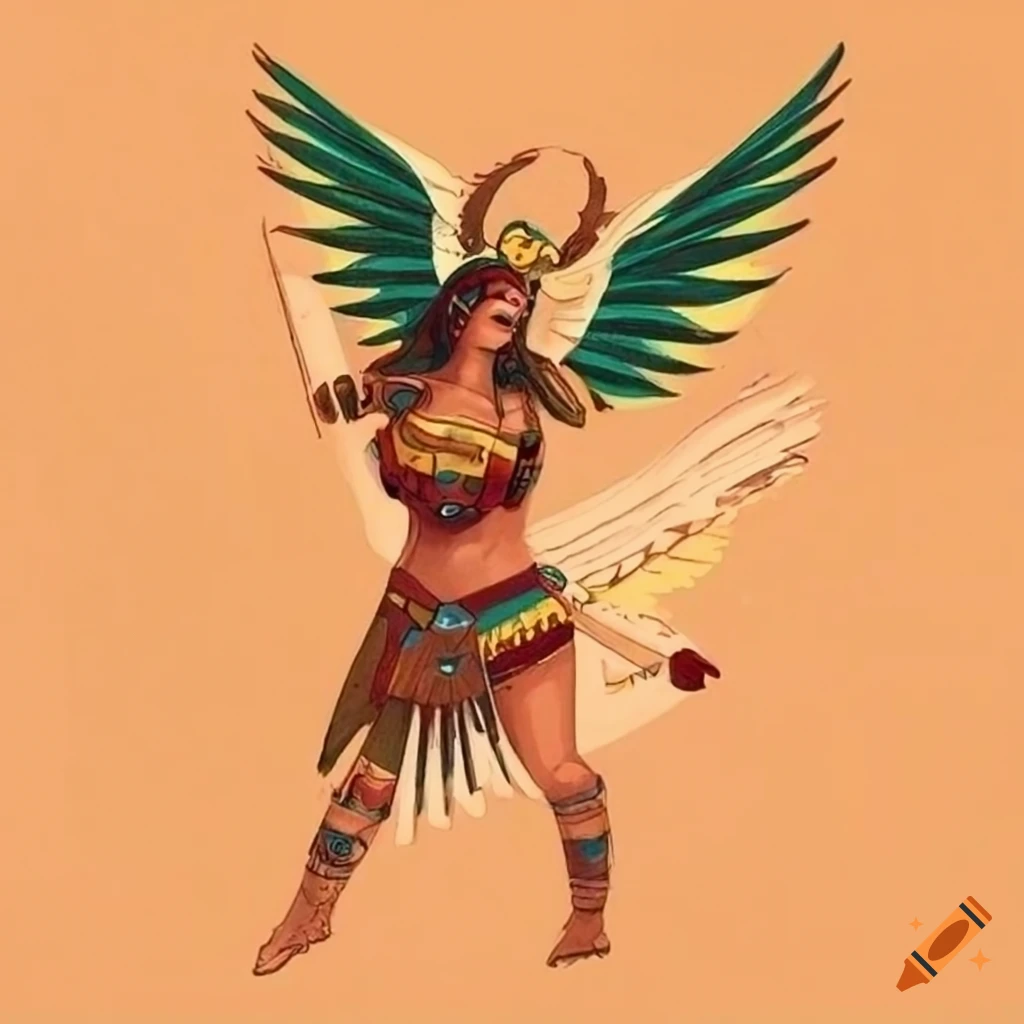 Aztec Valkyrie in Neobrutalist style