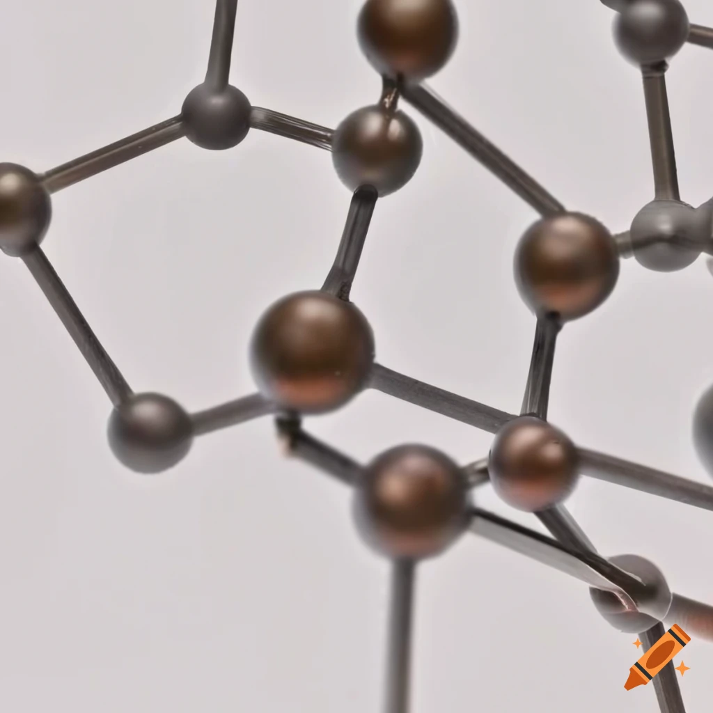Pearlescent molecule structure on white background at microscopic level