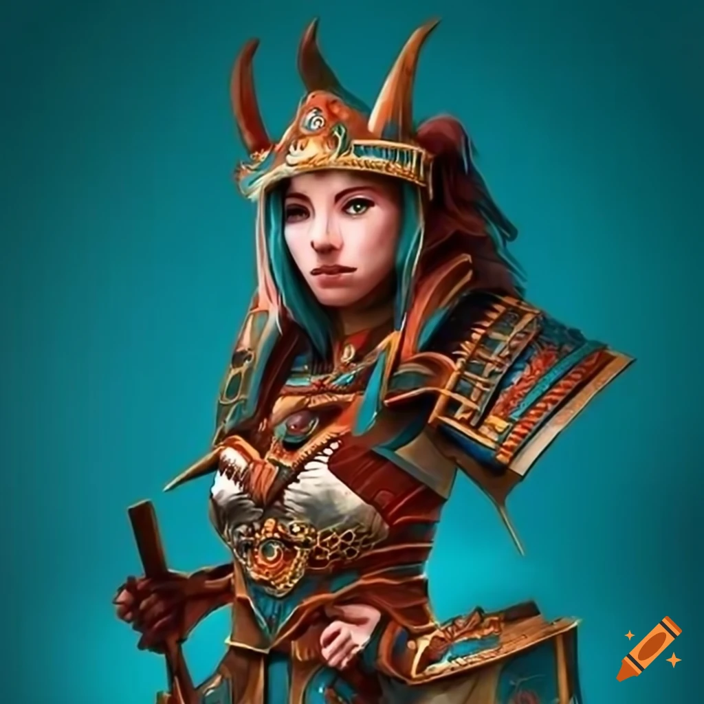 Minimalism Aztec Shark Priestess Armor inspired by Ukiyo-e