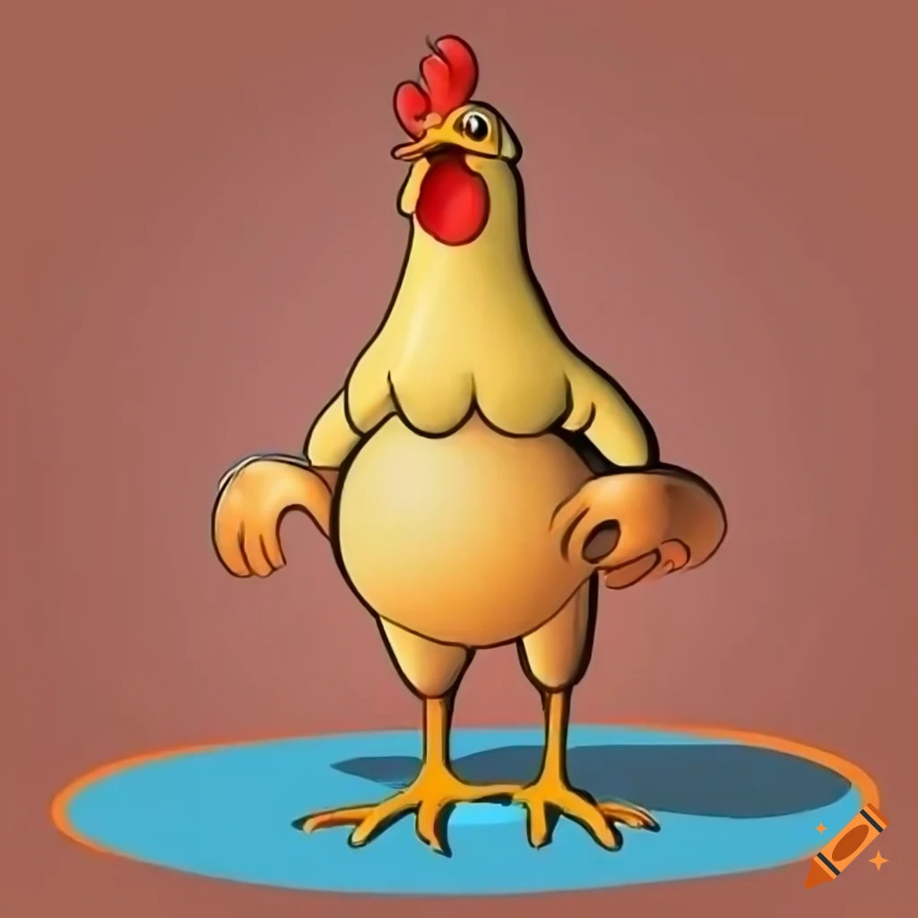 Cartoon of a plump chicken caught in orange wires