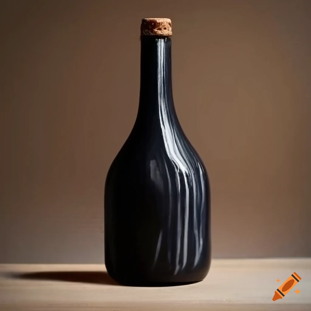Black bottle with wooden cork embellished design