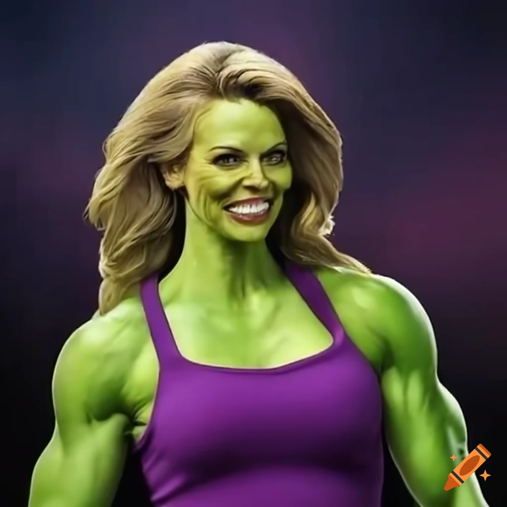 Blonde Kelly Cass and Brunette Jen Carfagno transforming into She-Hulk bodybuilders