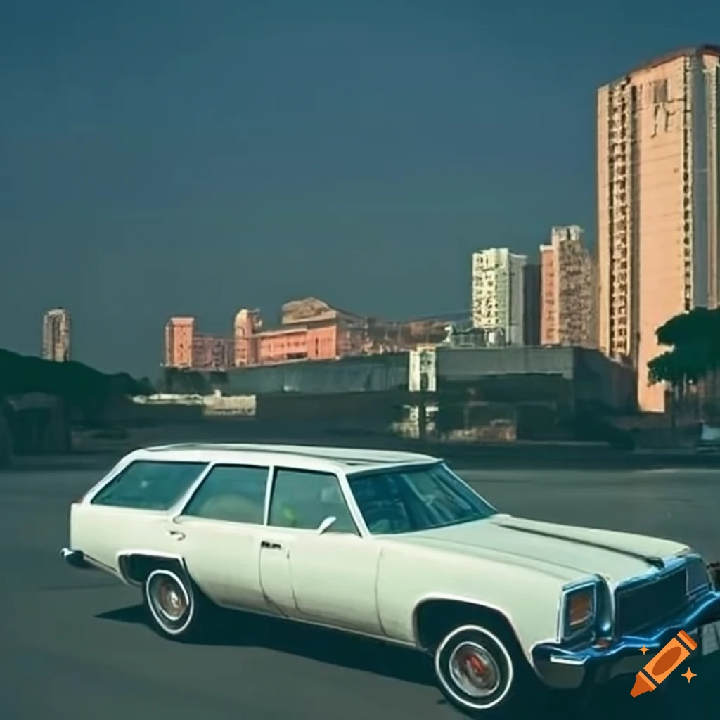1975 white Chevrolet Malibu Station Wagon on the streets of Valencia, Venezuela