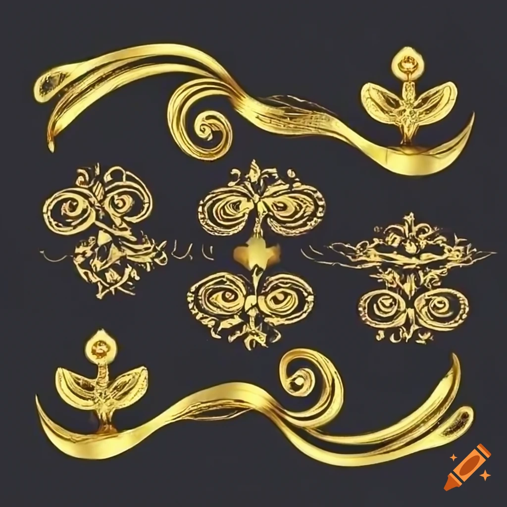 Golden ornament on a dark background
