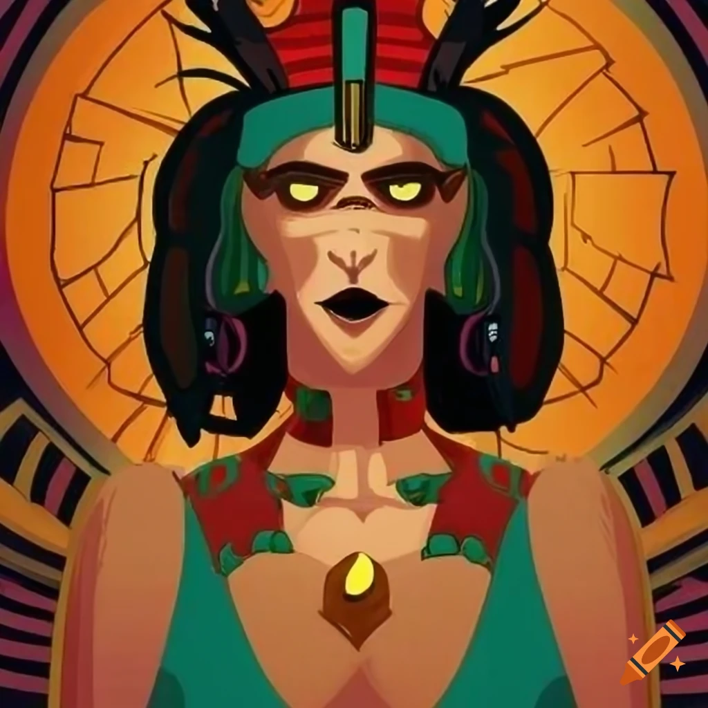 Art Deco Aztec Centurion Witch in Disney style