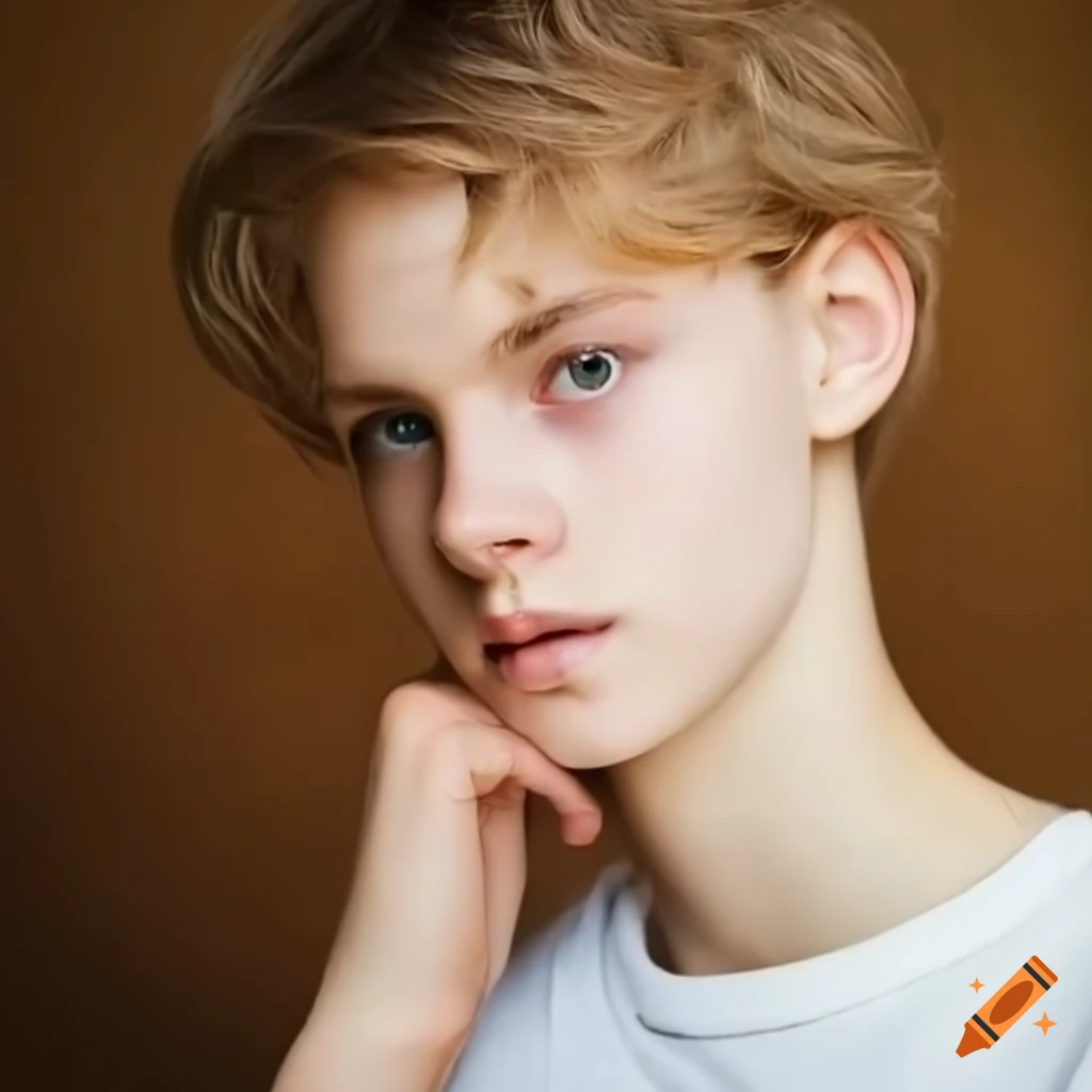 Attractive ethereal male student with unique features at an elite boarding school