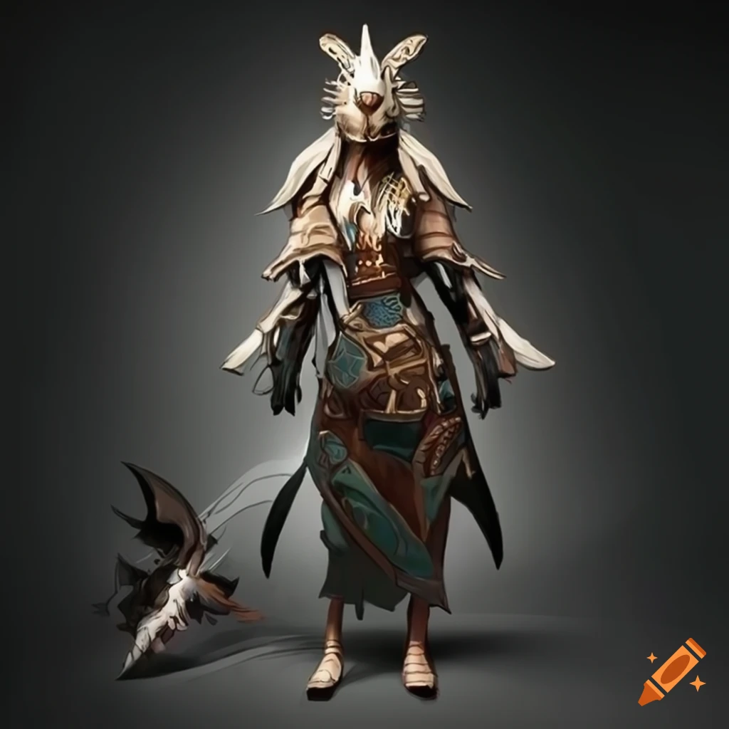 Minimalism Aztec Shark Priestess Armor inspired by Ukiyo-e