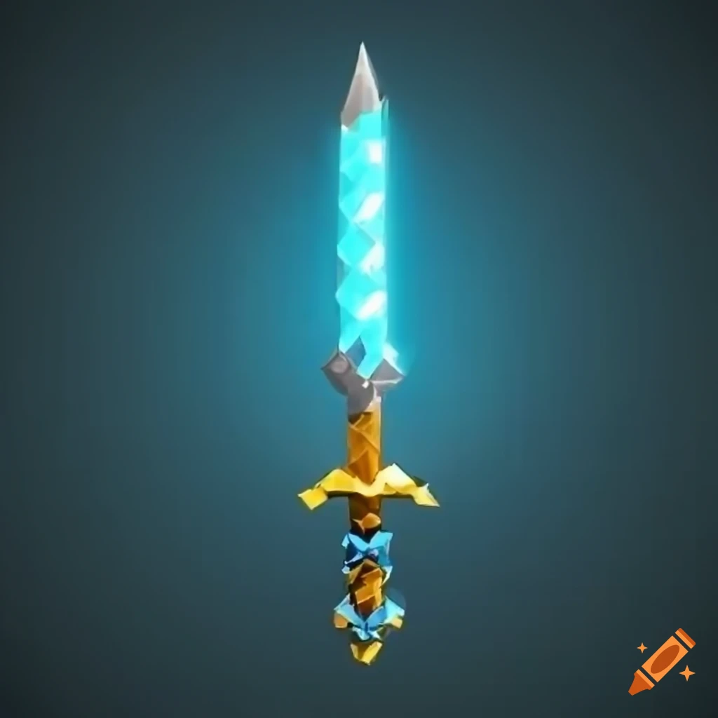 Minecraft diamond sword with shining particle effects logo