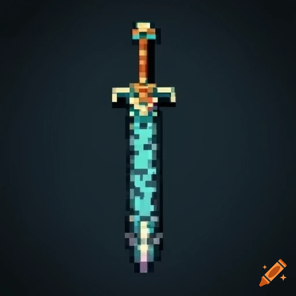 Detailed pixel art of a long sword design