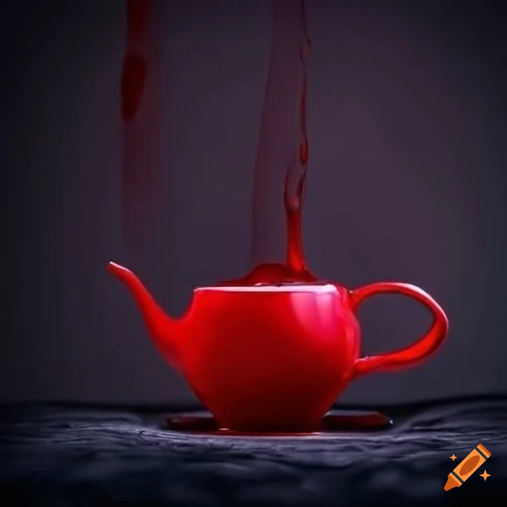 Pouring rich dark red liquid from teapot into cozy teacup
