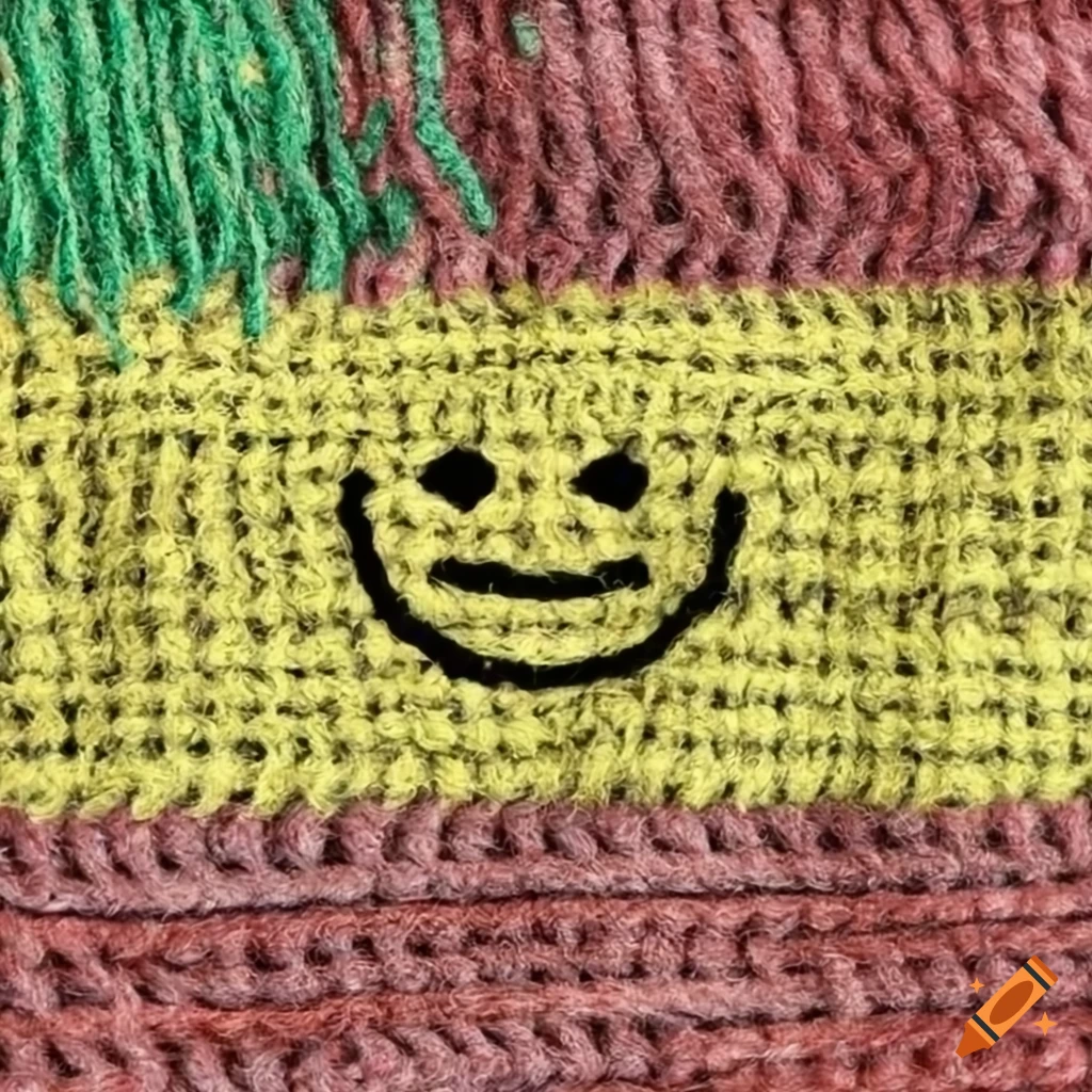 Smiley with dreadlocks on a red, green, yellow flag background