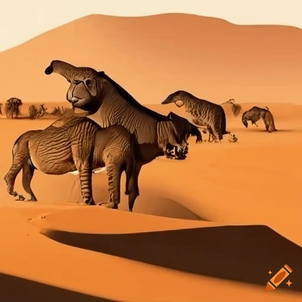 Diverse animals in the African desert