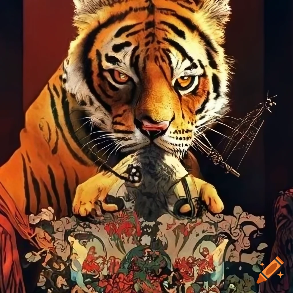 Yojimbo movie poster with a vibrant Tiger inspired by various artists