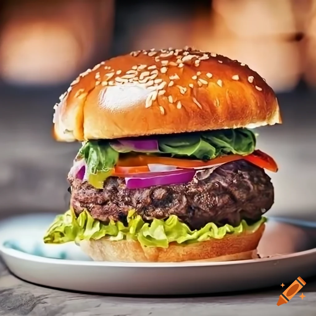 Perfectly grilled Angus burger on a toasted brioche bun