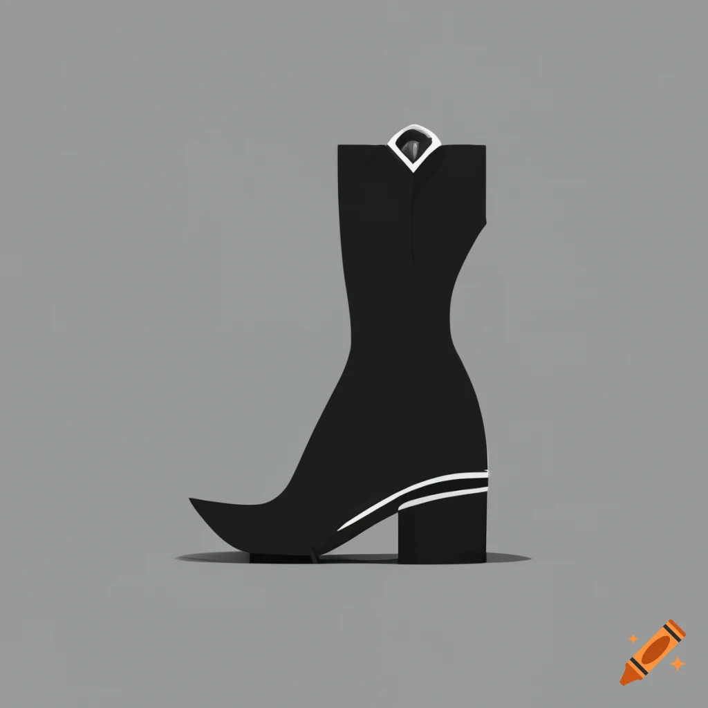 Minimalist Art Deco villain boot logo in side view