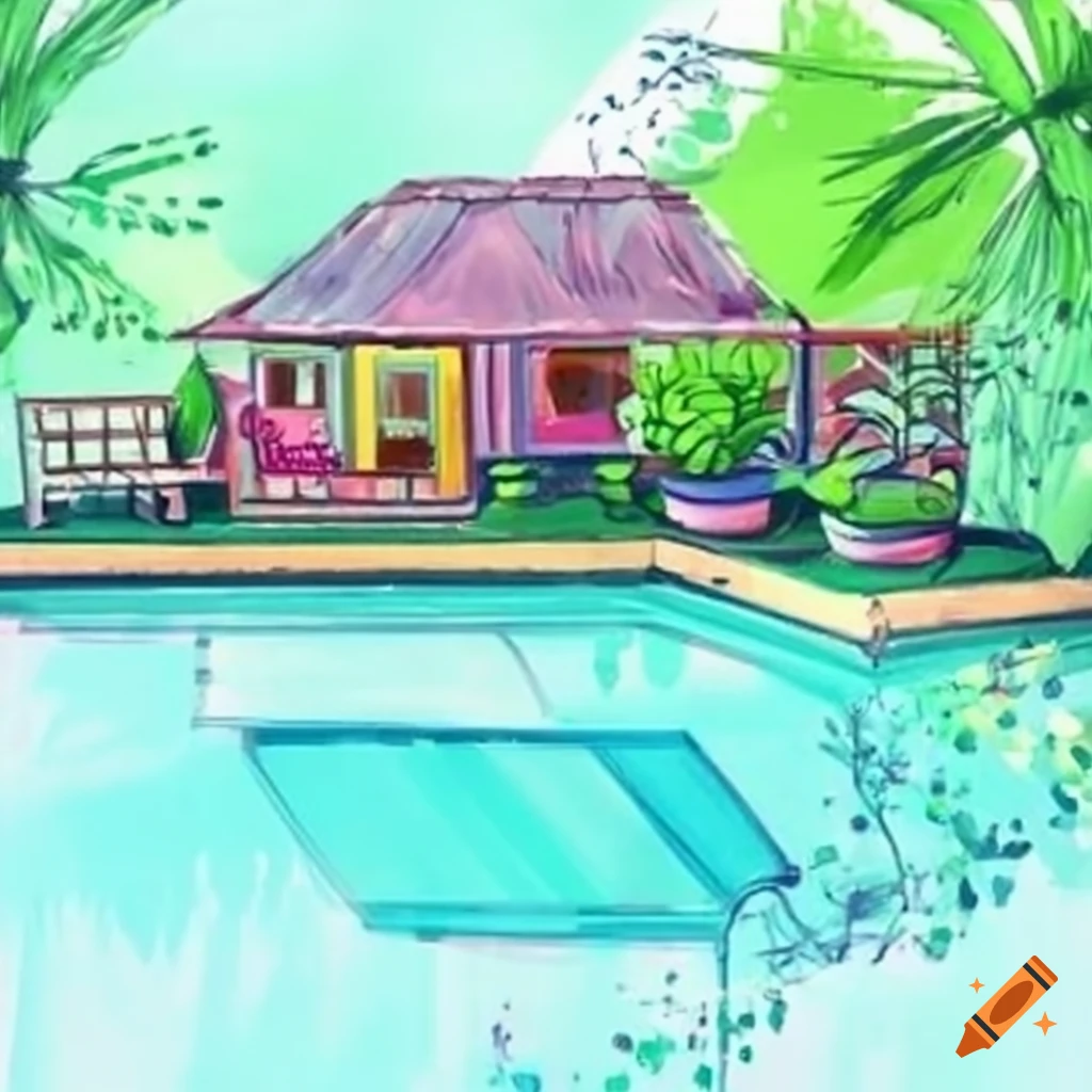 Roof garden with a pool