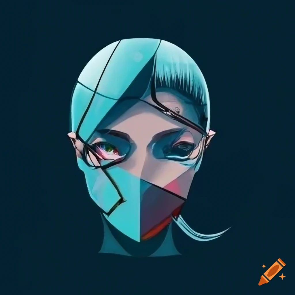 Irregular asymmetric radiant mask logo in 2D design on Craiyon