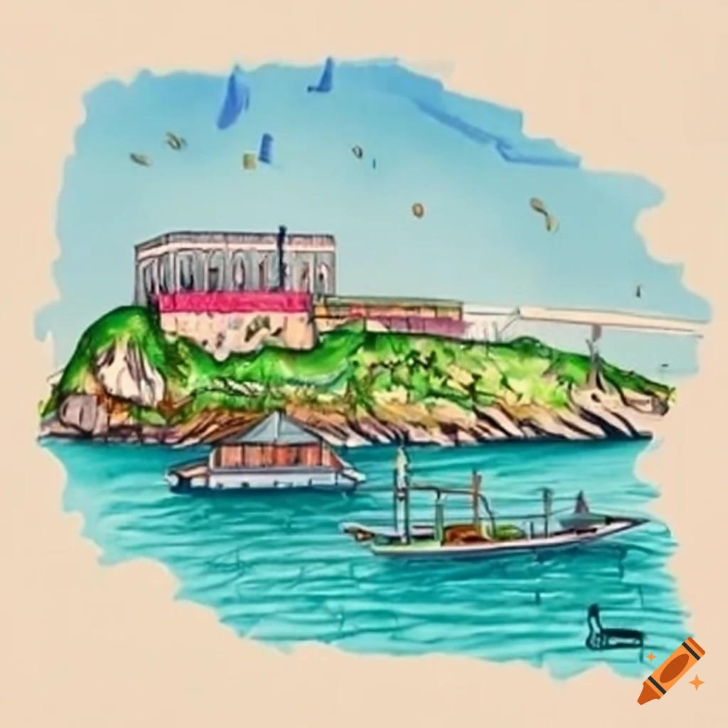 Alcatraz prison on an island